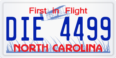 NC license plate DIE4499