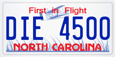 NC license plate DIE4500