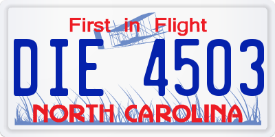 NC license plate DIE4503