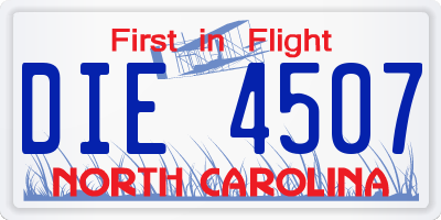 NC license plate DIE4507