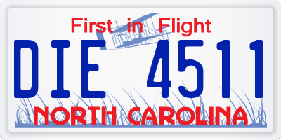 NC license plate DIE4511