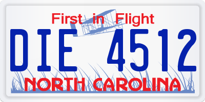 NC license plate DIE4512