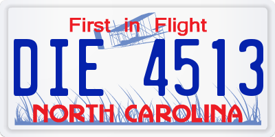NC license plate DIE4513