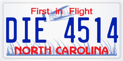 NC license plate DIE4514