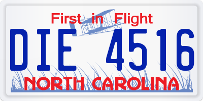 NC license plate DIE4516