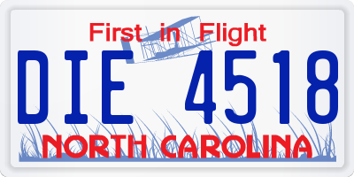 NC license plate DIE4518