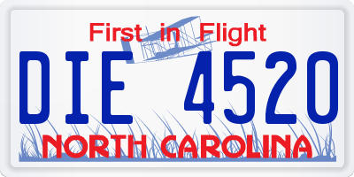 NC license plate DIE4520