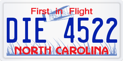 NC license plate DIE4522
