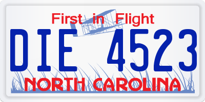 NC license plate DIE4523
