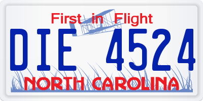NC license plate DIE4524
