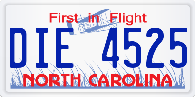 NC license plate DIE4525