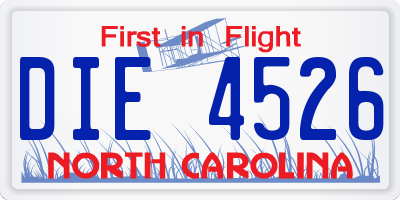 NC license plate DIE4526