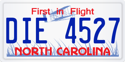 NC license plate DIE4527