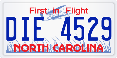 NC license plate DIE4529