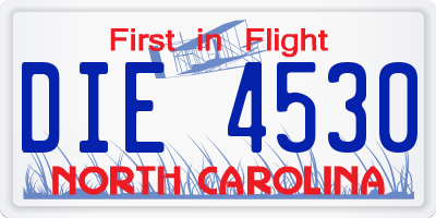 NC license plate DIE4530