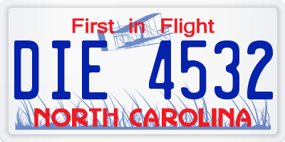 NC license plate DIE4532