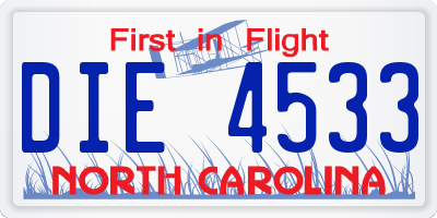 NC license plate DIE4533