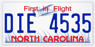 NC license plate DIE4535