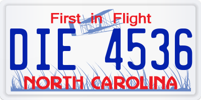 NC license plate DIE4536