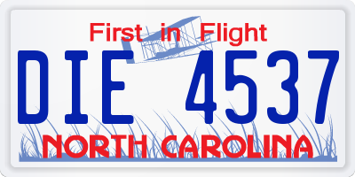 NC license plate DIE4537
