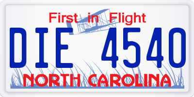 NC license plate DIE4540