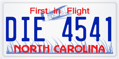 NC license plate DIE4541