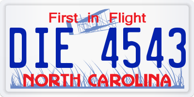 NC license plate DIE4543