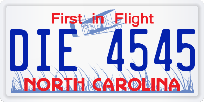 NC license plate DIE4545