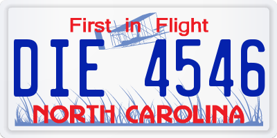 NC license plate DIE4546