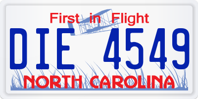NC license plate DIE4549
