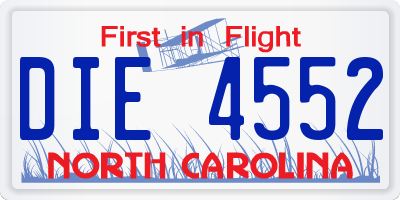 NC license plate DIE4552