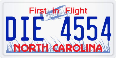NC license plate DIE4554