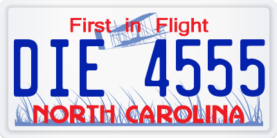 NC license plate DIE4555