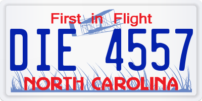 NC license plate DIE4557
