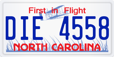 NC license plate DIE4558
