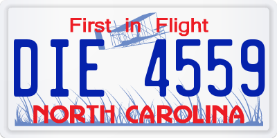 NC license plate DIE4559
