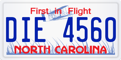 NC license plate DIE4560
