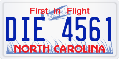 NC license plate DIE4561