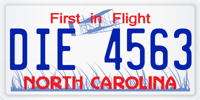 NC license plate DIE4563