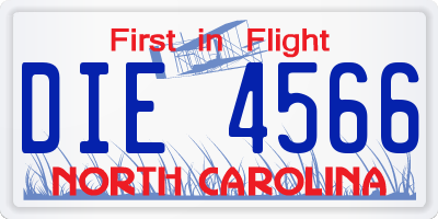 NC license plate DIE4566
