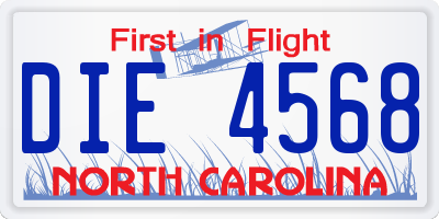 NC license plate DIE4568