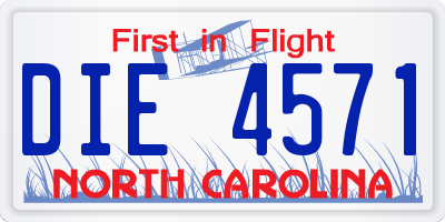 NC license plate DIE4571
