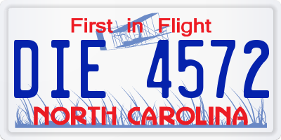 NC license plate DIE4572