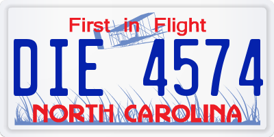 NC license plate DIE4574