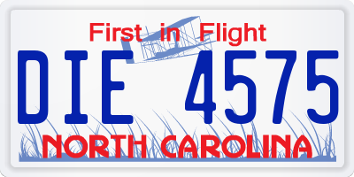 NC license plate DIE4575