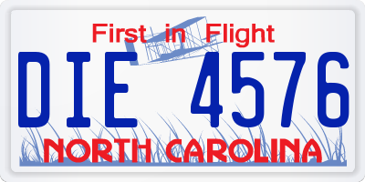 NC license plate DIE4576