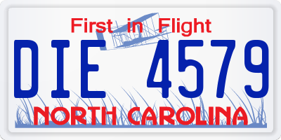 NC license plate DIE4579