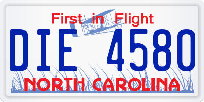 NC license plate DIE4580