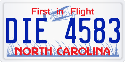 NC license plate DIE4583