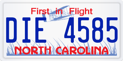 NC license plate DIE4585